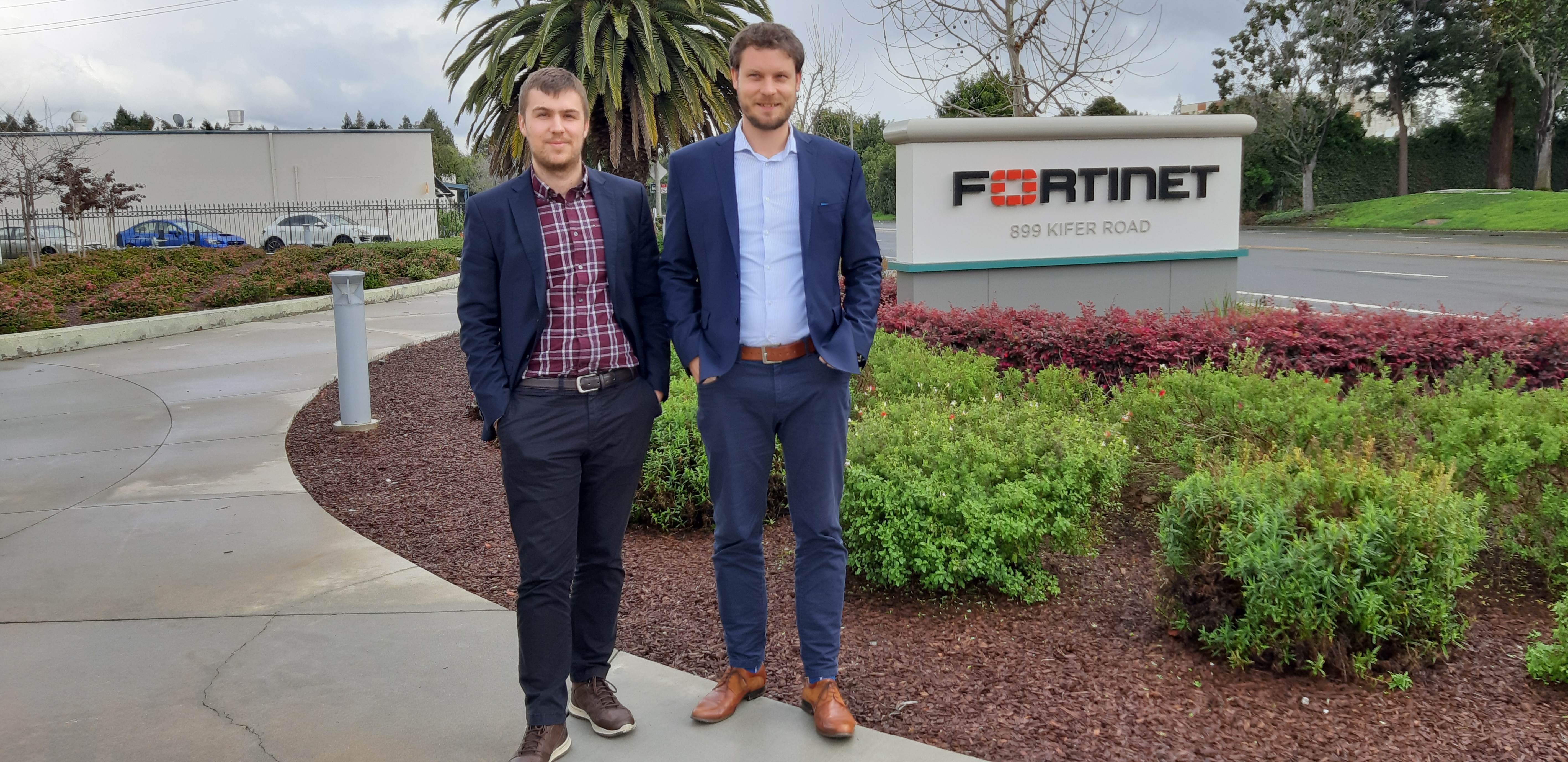 Safetica team in front of Fortinet headquarter