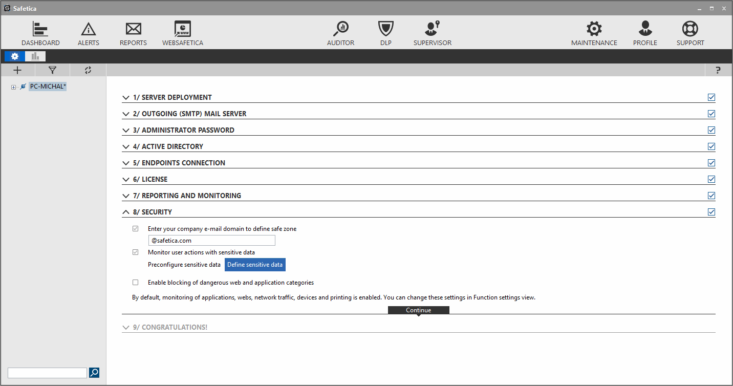 safetica settings